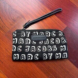 Marc by Marc Jacobs Logo Print Wristlet Pouch Black White Y2K